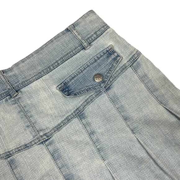 Zoey Beth Skirt Light Wash Denim Zip Fly Y2K Pleated Mini Jean Skirt Women's S - Picture 8 of 11